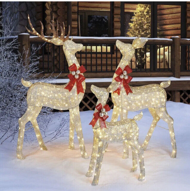 Christmas Decoration Reindeer Family Decoration - Set Of 3