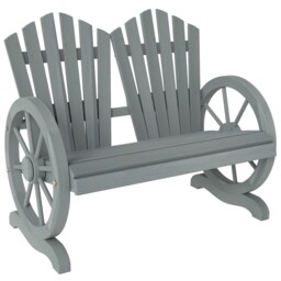 Outsunny 2 Seater Garden Bench W/ Wheel-shaped Armrests Grey