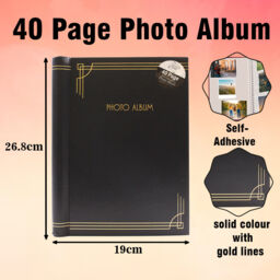 8 X 6 Inch Self Adhesive Photo Album 40 Pages/80 Pages Black Book