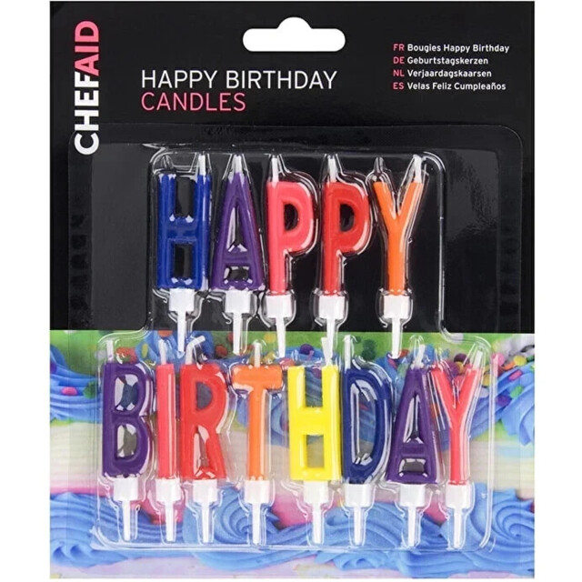 Happy Birthday Cake Candles Letter Decoration Topper Multi Coloured