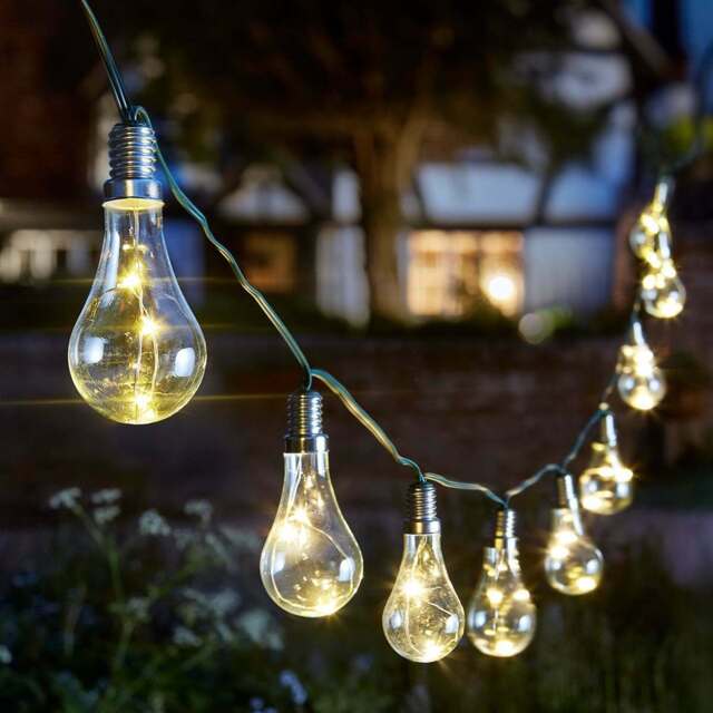 1.8m Eureka Solar Festoon Glass Bulb Led Warm White Outdoor Garden