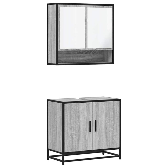 Bathroom Furniture Set Sink Cabinet Cupboard 2 Piece Engineered Wood