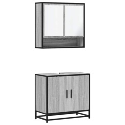 Bathroom Furniture Set Sink Cabinet Cupboard 2 Piece Engineered Wood