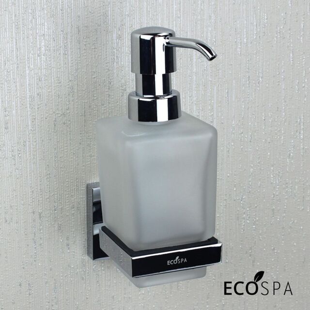 Ecospa Wall Mounted Soap Dispenser Pump Action Frosted Glass & Chrome