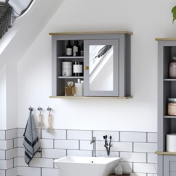 Bathroom Mirror Cabinet Storage Organizer Wall Mounted With Adjustable
