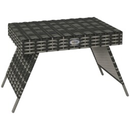 Outsunny Foldable Outdoor Coffee Table, Steel Frame Rattan Side Table,