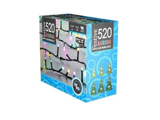 Christmas Lights Glow Worm Aurora Green Cable Led Traditional Festive