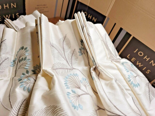 John Lewis Mtm W190 X D288cm Grace Duck Egg Triple Pinch Pleat