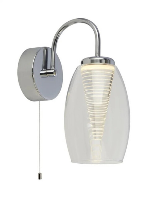 Wall Light Silver Cyclone Led Chrome Clear Glass Searchlight 97292-1cl