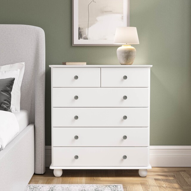 White 6 Drawer Chest Of Drawers - Hampton Hpt006
