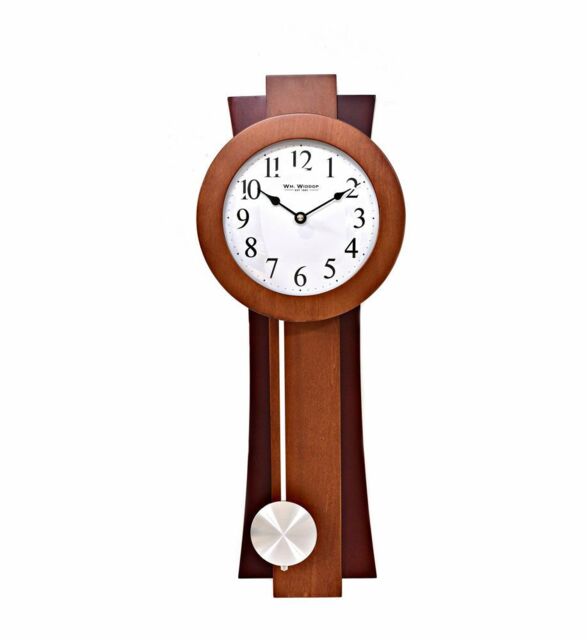 60cm Modern Contemporary Rose Wood Wall Clock With Pendulum.