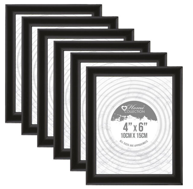 "[set Of 6] Black - 4"" X 6"" (10 X 15cm) Photo Picture Frame Portrait"