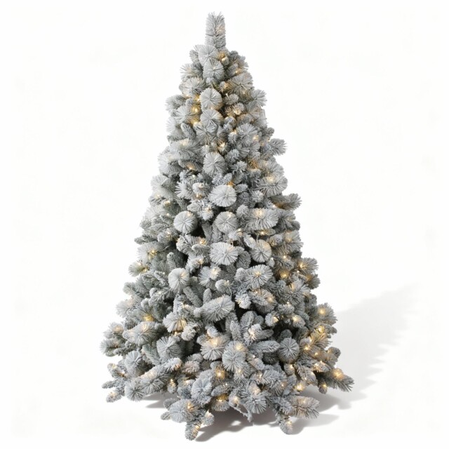 Pre Lit Snow Covered Christmas Tree Boulder Pine Snowy Bushy Xmas