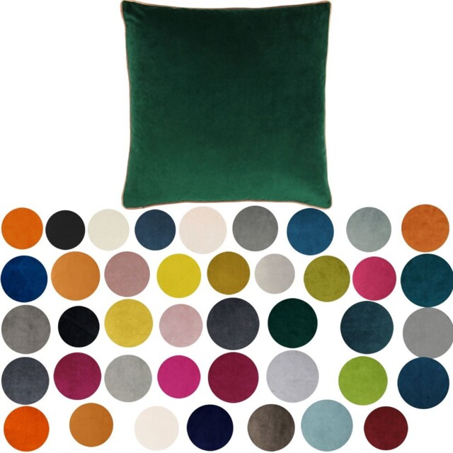 Riva Paoletti Meridian Faux Velvet Piped Cushion Cover