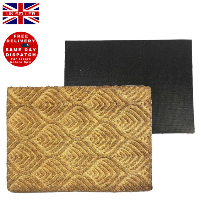Amos Heavy Duty Embossed Coir Doormat 40x60cm – Non-slip Indoor