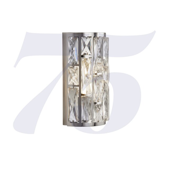 Polished Chrome Wall Light With Crystal Glass Shade Wall Mounted Home
