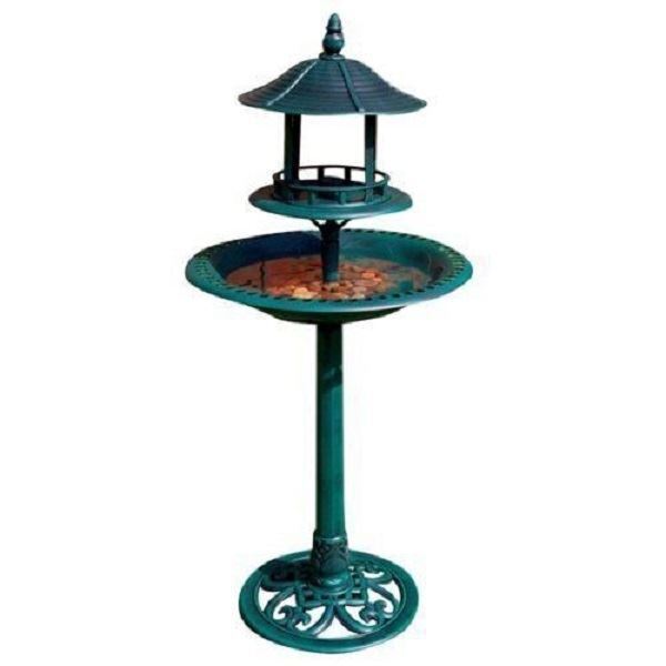 Bird Bath Bowl Ornamental Feeder Garden Table Traditional Pedestal
