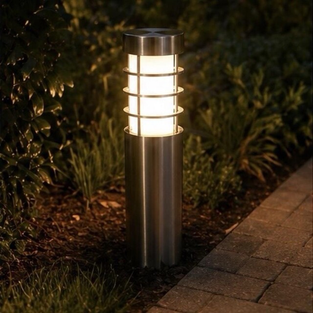 Solar Bollard Stake Light Garden Outdoor Lamp Led Wave Security Path