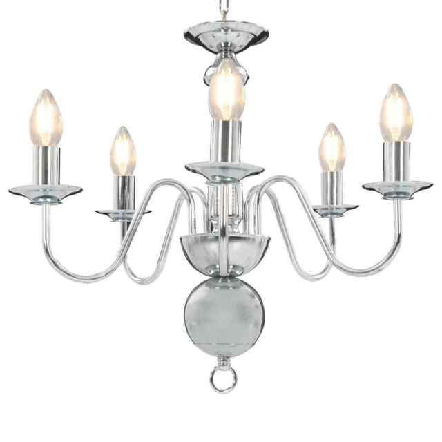Chandelier Silver 5 X E14 Bulbs Vidaxl