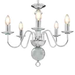 Chandelier Silver 5 X E14 Bulbs Vidaxl