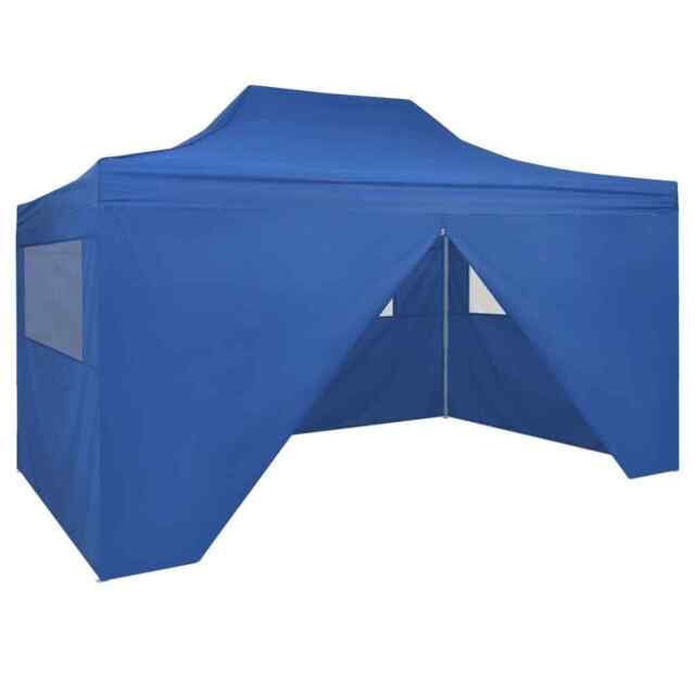 Foldable Tent Pop-up With 4 Side Walls 3x4.5 M Blue Vidaxl