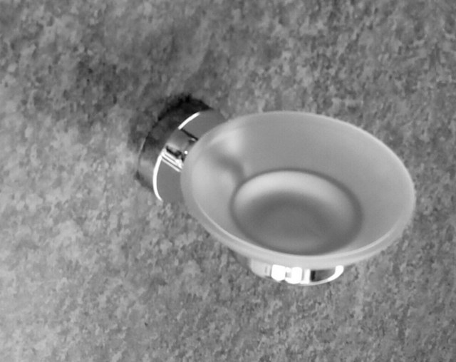 Cosmos Chrome Soap Holder With Glass Insert Stainless Steel Satin