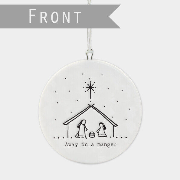 East Of India Flat Porcelain Bauble Nativity Scene Christmas