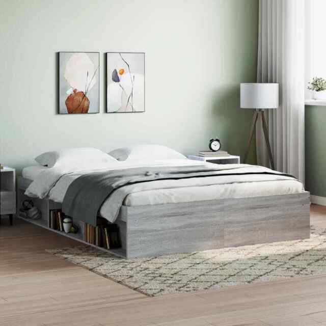 Bed Frame Grey Sonoma 160x200 Cm Vidaxl