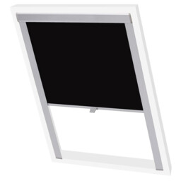 Roof Window Roller Blind Black 493x992mm Polyester Blackout Alu Frame