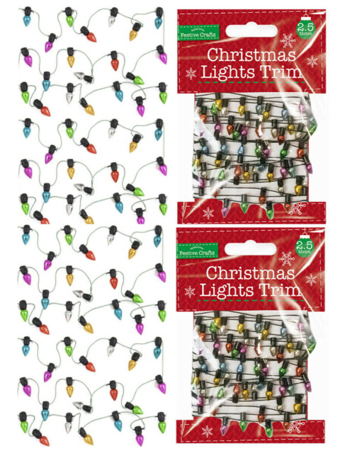 3x Christmas Embellishment Tiny Fairy Lights Trim Faux Xmas Garland