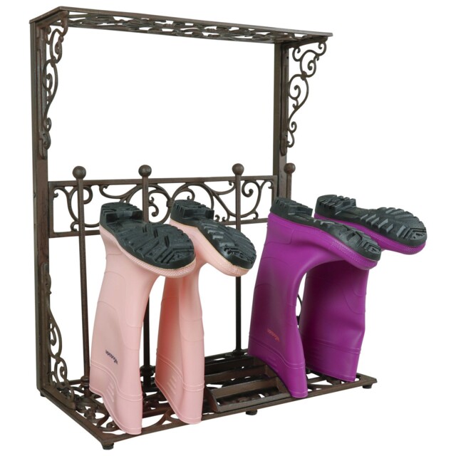 Woodside Cast Iron Boot Rack Organizer Storage Shoe Wellington Holder