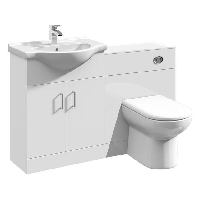 Vanity Unit Combined Sink Toilet Bathroom Suite Furniture Set Seat Pan