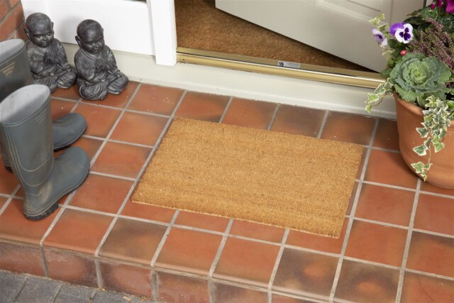 Astley Natural Coir Doormat 40x60cm, Plain Pvc Backing, Indoor Outdoor
