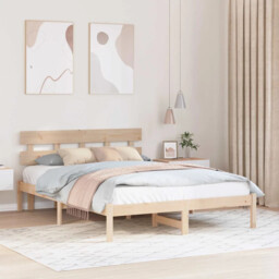 Bed Frame With Headboard Brown 160 X 200 Cm Solid Pine Wood Vidaxl