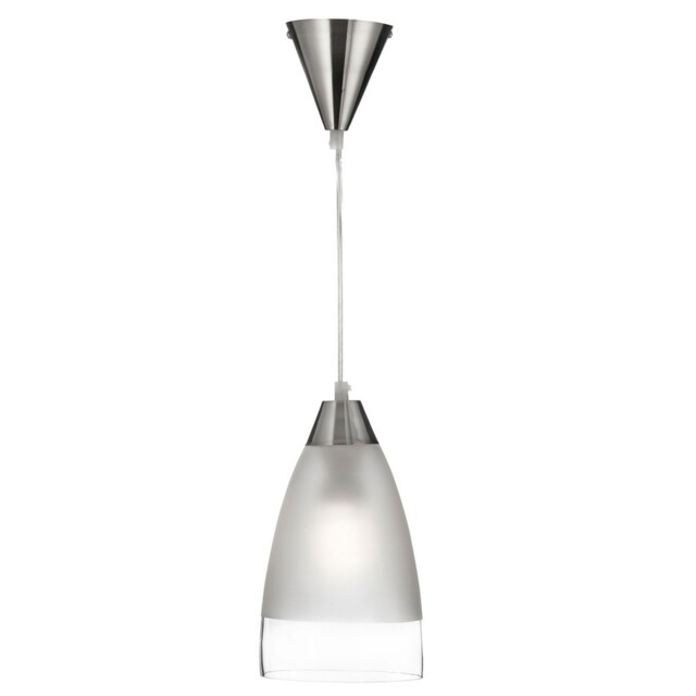 Satin Silver Ceiling Mounted Pendant Light With Domed Clear Frosted