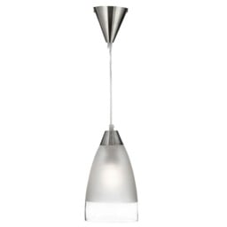 Satin Silver Ceiling Mounted Pendant Light With Domed Clear Frosted