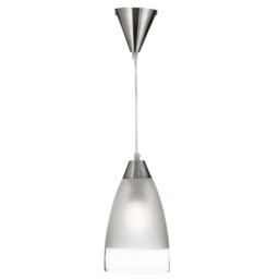 Satin Silver Ceiling Mounted Pendant Light With Domed Clear Frosted