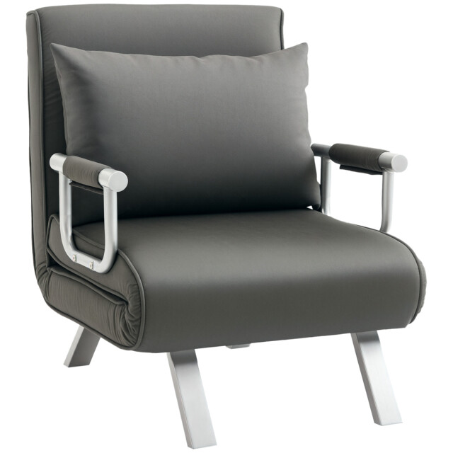 Homcom Single Folding 5 Position Convertible Sleeper Chair Bed Grey