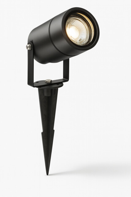 Knightsbridge Black Gu10 Ip65 Outdoor Spike/wall Light 230v 1.5m Cable