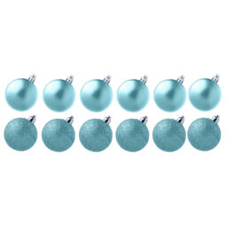 Christmas Ice Blue 12 Pack 30mm Baubles Glitter / Plain Decorations