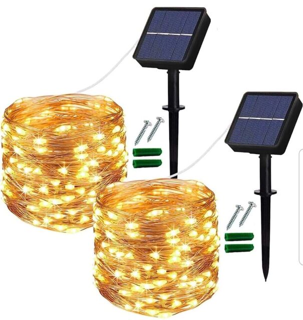 Lezonic Solar String Lights Outdoor, 2pack 120led Solar Garden Lights
