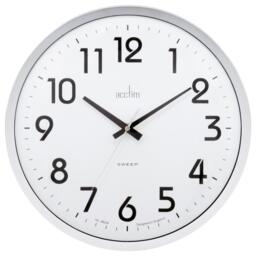 Orion 320mm Silent Sweep Non-ticking Wall Clock, White / Chrome -