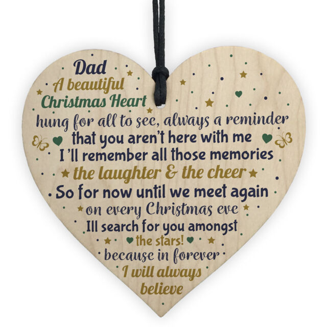 Christmas Tree Decoration In Memory Of Dad Memorial Wooden Heart