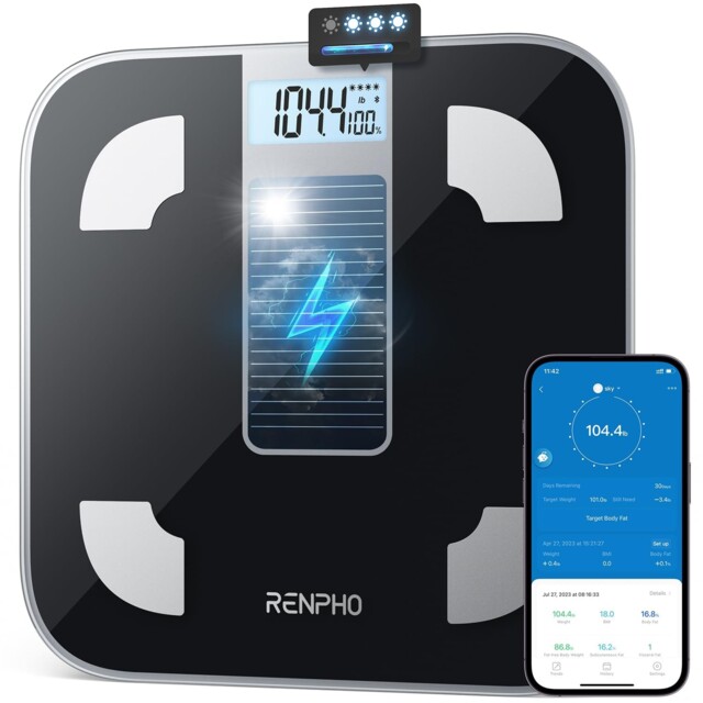 Renpho Scale For Body Weight, Battery-free Solar Power Weighing Scale