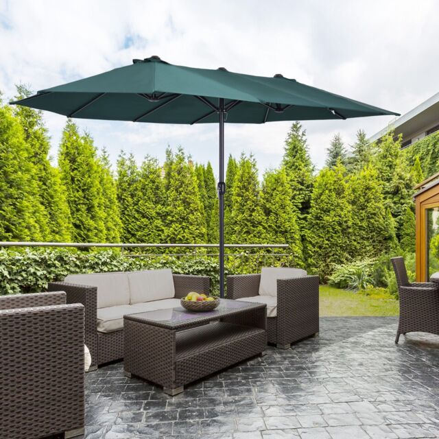 4.6m Garden Parasol Double-sided Sun Umbrella Shelter For Outdoor