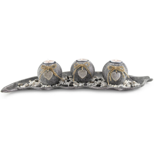 Brubaker Tea Light Holder Set Including Tea Lights, Decorative Stones