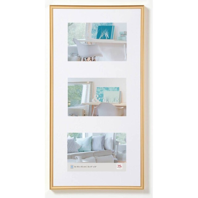 Walther Lifestyle Photo Frame Gold 23x11 Inch - (insert For 3x 8x6