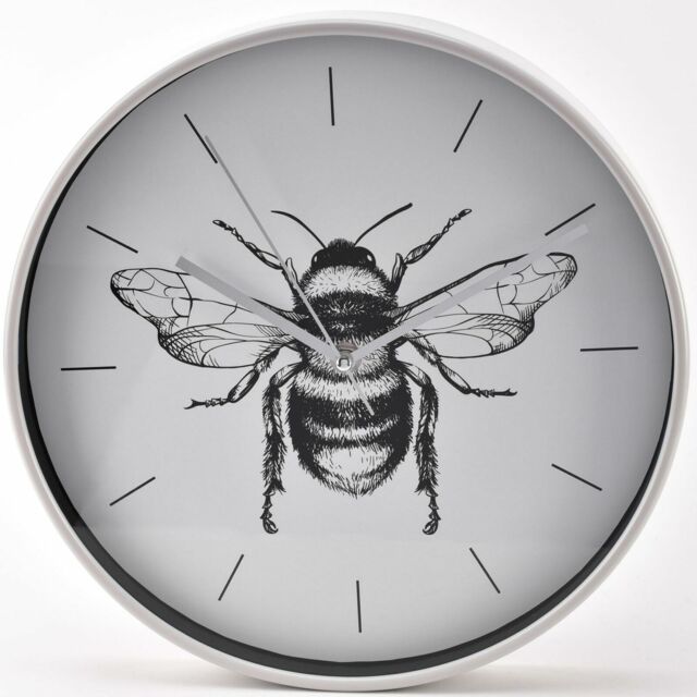 Hestia Bumblebee Design Bee Grey Wall Clock 30cm