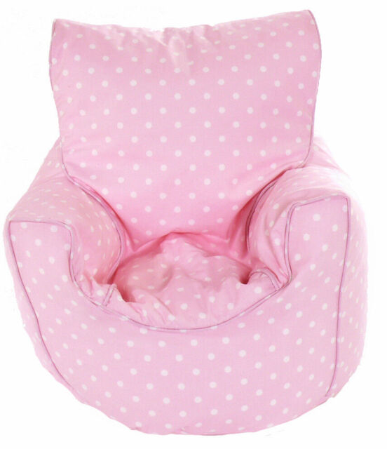 Cotton Pink Spots Bean Bag Arm Chair With Beans Child Size From Bean