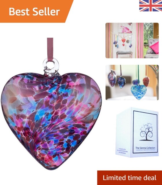 Blue & Pink Hanging Glass Heart - A Perfect Gift To Celebrate